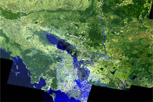 Cambodia Landsat Mosaic 2014. 30m resolution. Bands 763 Only.